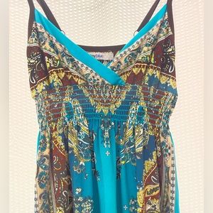 Beautifully Patterned Midi V-Line dress / cinch under breast